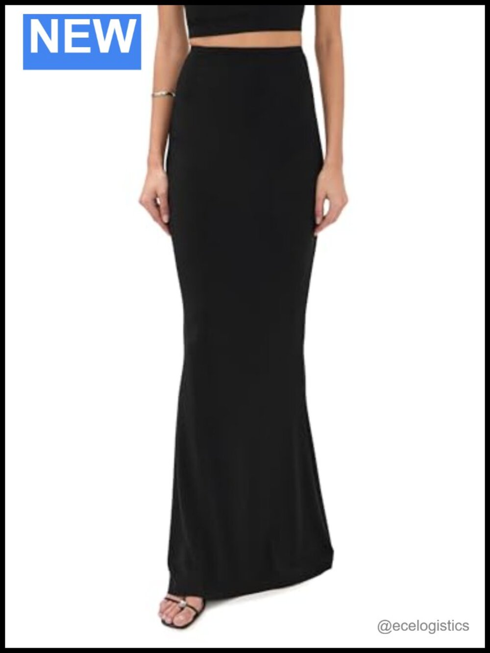 Norma Kamali Obie Long Skirt Maxi Black Fishtail Elastic Waist